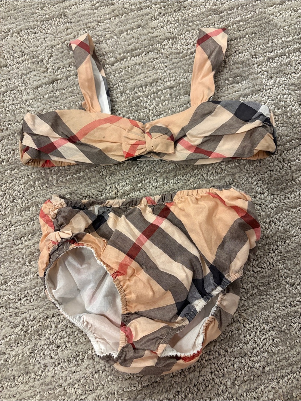 Burberry Peach Beige Plaid Swim Bottoms